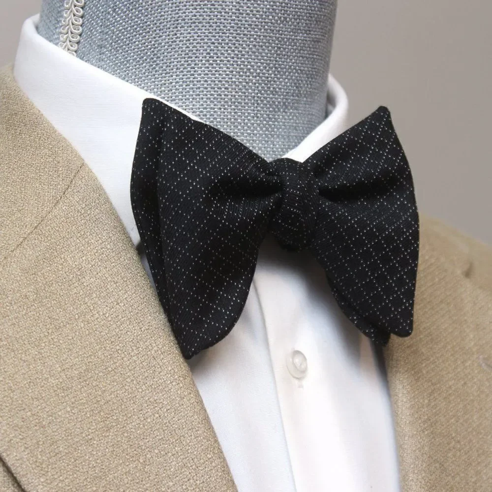 Men's Self tied Bow Tie Silk Bowtie Big Butterfly Bow tie‎ S619 Black Plaid